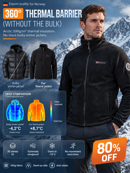 Norwegian Premium Merino Fleece Jacket | -20°C Extreme Cold Protection | 100% Anti-Static | 3D Slim Fit