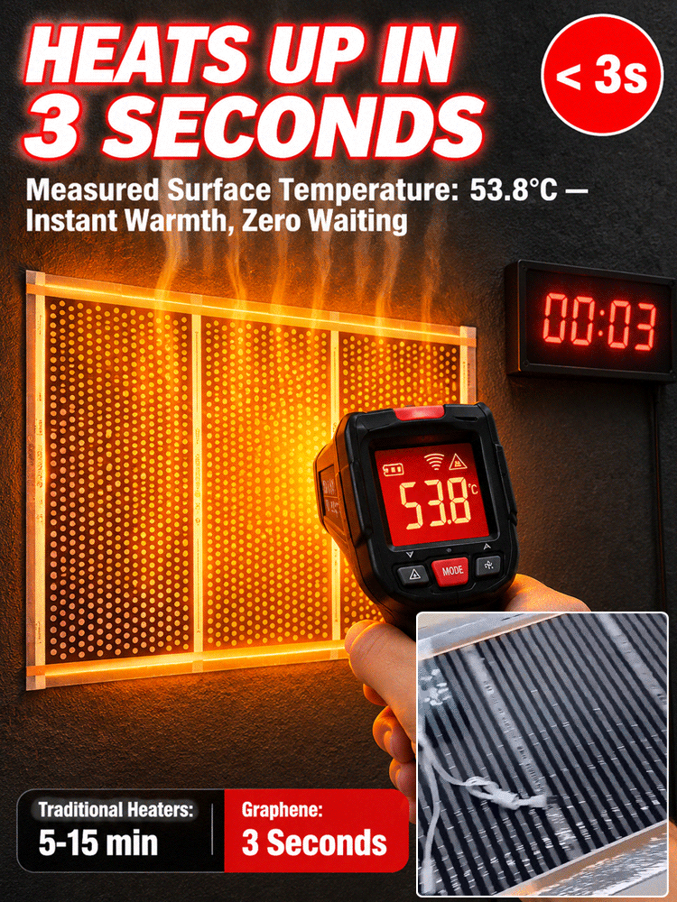 German High-Tech: [Heats in 3s] Far-Infrared Graphene Wall Heater. Say goodbye to huge bills, runs all day on just 1 kWh!