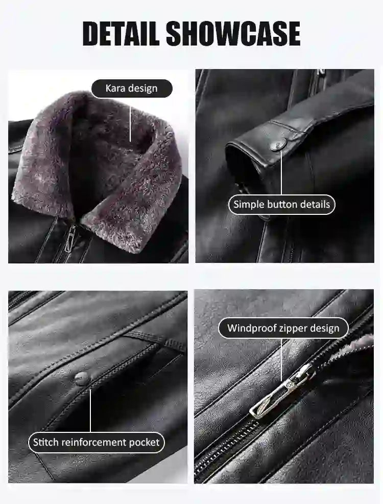 Men's leather jacket, thickened and lined with fleece , Your body temperature can rise by 5 degrees Celsius in just 1 second