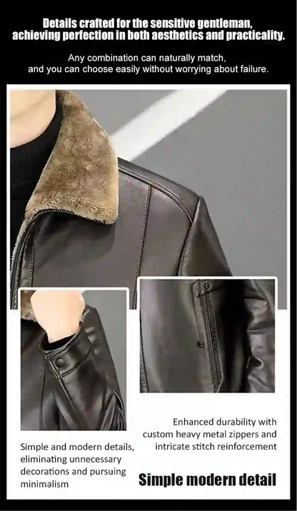 Men's leather jacket, thickened and lined with fleece , Your body temperature can rise by 5 degrees Celsius in just 1 second
