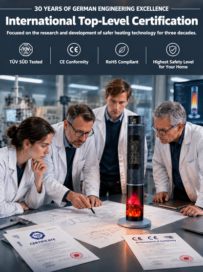 [Only 1 kWh per Week] Premium 3D Fireplace Space Heater | 3-Second Rapid Heating | A+++ AI Energy-Saving Mode | 3D Fireplace Flame Effect | TÜV Certified 🔥🛡️