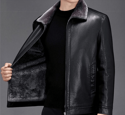Men's leather jacket, thickened and lined with fleece , Your body temperature can rise by 5 degrees Celsius in just 1 second