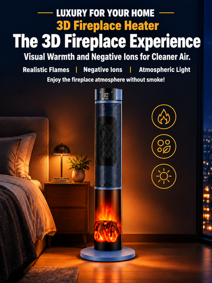 [Only 1 kWh per Week] Premium 3D Fireplace Space Heater | 3-Second Rapid Heating | A+++ AI Energy-Saving Mode | 3D Fireplace Flame Effect | TÜV Certified 🔥🛡️