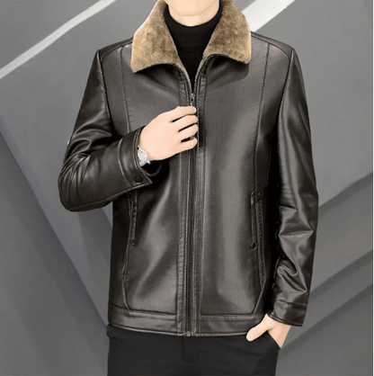 Men's leather jacket, thickened and lined with fleece , Your body temperature can rise by 5 degrees Celsius in just 1 second