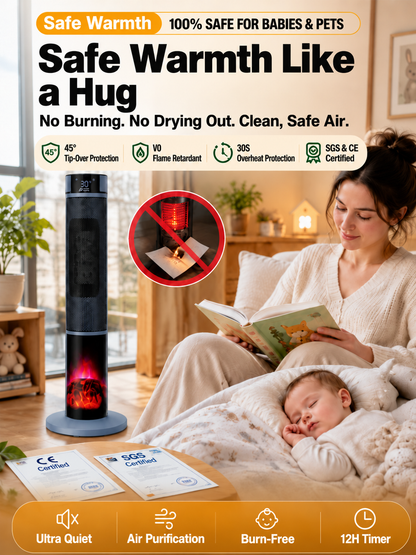 [Only 1 kWh per Week] Premium 3D Fireplace Space Heater | 3-Second Rapid Heating | A+++ AI Energy-Saving Mode | 3D Fireplace Flame Effect | TÜV Certified 🔥🛡️