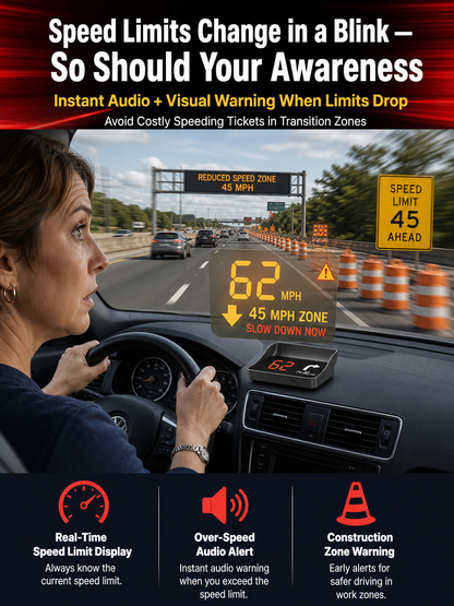 【Smart In-Car HUD Co-Pilot】Works on Sedans, SUVs, Pickups, RVs, and More!30-Day Risk-Free Trial