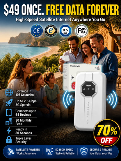 [Global Coverage, Free for Life] Next-Gen Satellite WiFi6+ Portable Router -Boundless Portable Wi-Fi