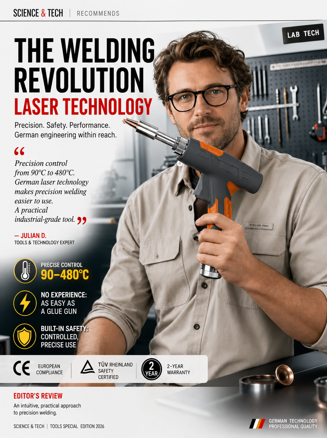 🏆  German Technology 5-in-1 Laser Welding Gun (Patented by German Engineers) | Easy DIY Repairs🛠️ | Spark-Free Cutting & Rust Removal | 100% Burn-Proof Safety🛡️ | Cordless & Generator-Free