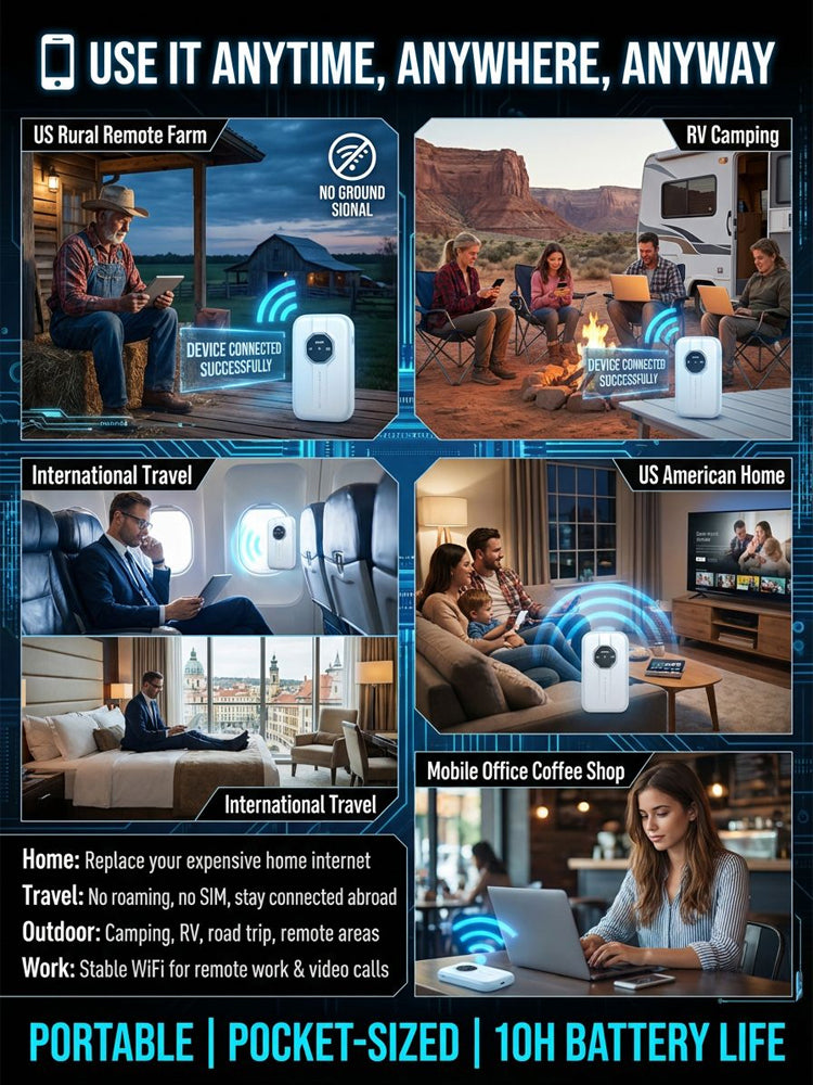 🌍Next-Gen Satellite WiFi6+ Portable Router - 500Mbps Boundless Portable Wi-Fi