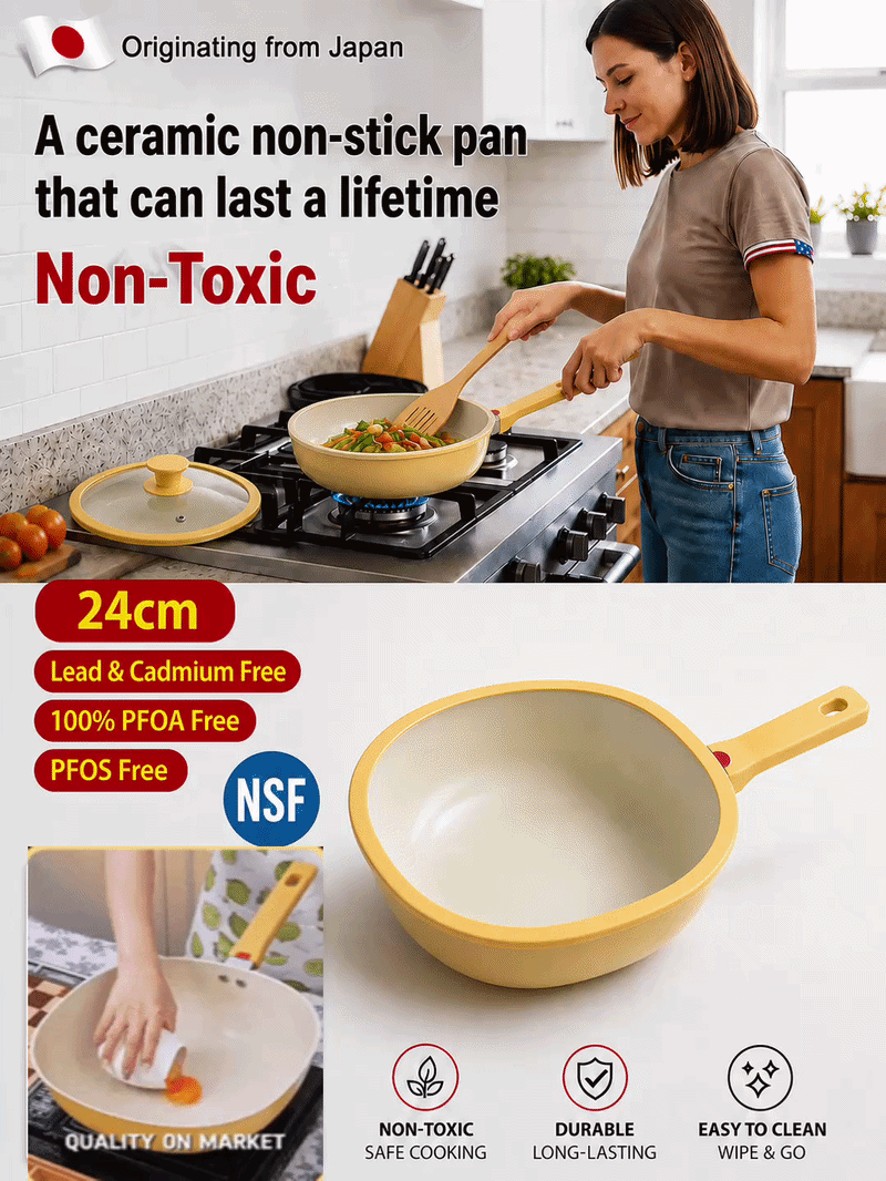 Lightweight Household Ceramic Non-Stick Pan🔥 Non-stick even with little to no oil—perfect for frying eggs and fish!