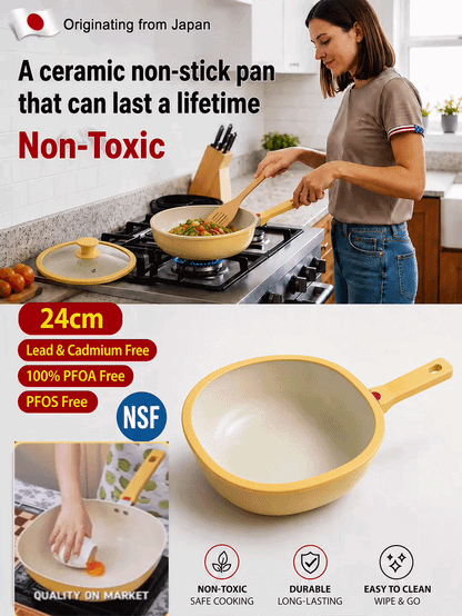 Lightweight Household Ceramic Non-Stick Pan🔥 Non-stick even with little to no oil—perfect for frying eggs and fish!