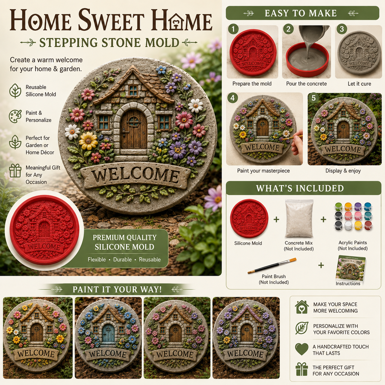 Reusable Sunflower Stepping Stone Mold