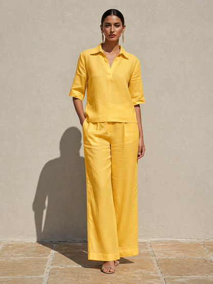 New Arrivals🔥Women's Solid Cotton Linen Two-Piece Set