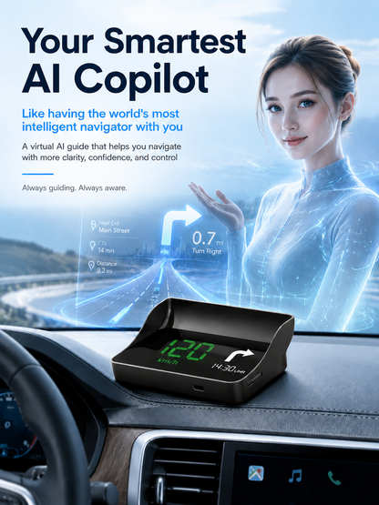 【Smart In-Car HUD Co-Pilot】Works on Sedans, SUVs, Pickups, RVs, and More!30-Day Risk-Free Trial