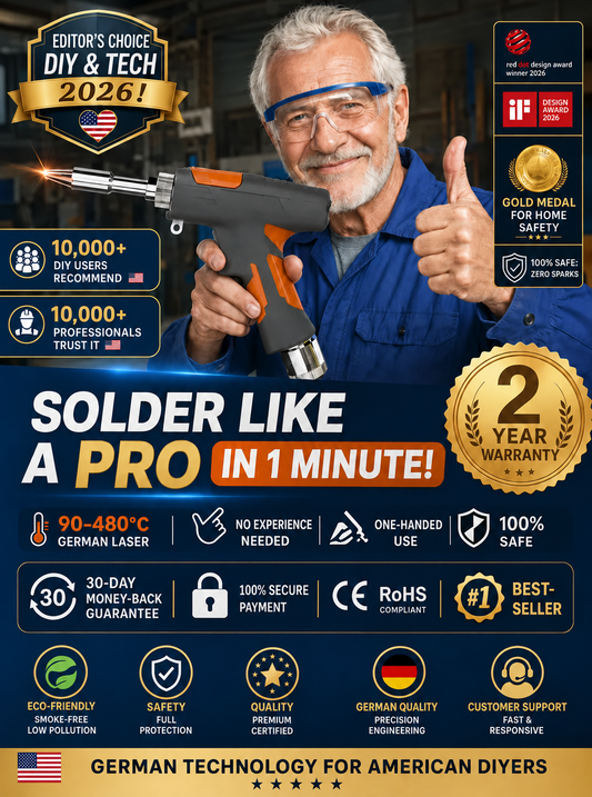 🏆  German Technology 5-in-1 Laser Welding Gun (Patented by German Engineers) | Easy DIY Repairs🛠️ | Spark-Free Cutting & Rust Removal | 100% Burn-Proof Safety🛡️ | Cordless & Generator-Free
