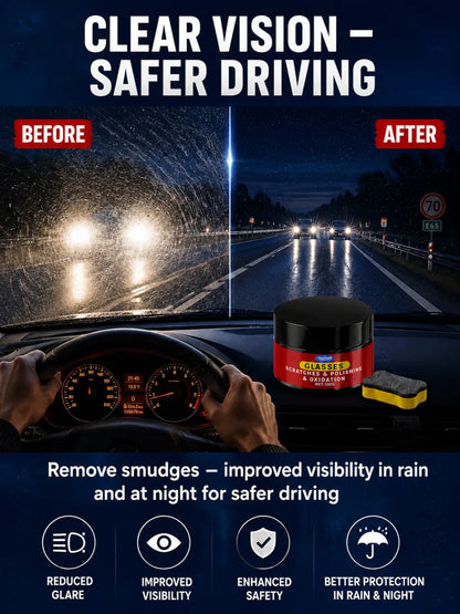 Car Glass Scratch Remover Polish, 3 Seconds and Scratches are Gone! 100% Anti-Glare Night Solution!