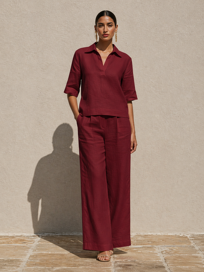 New Arrivals🔥Women's Solid Cotton Linen Two-Piece Set
