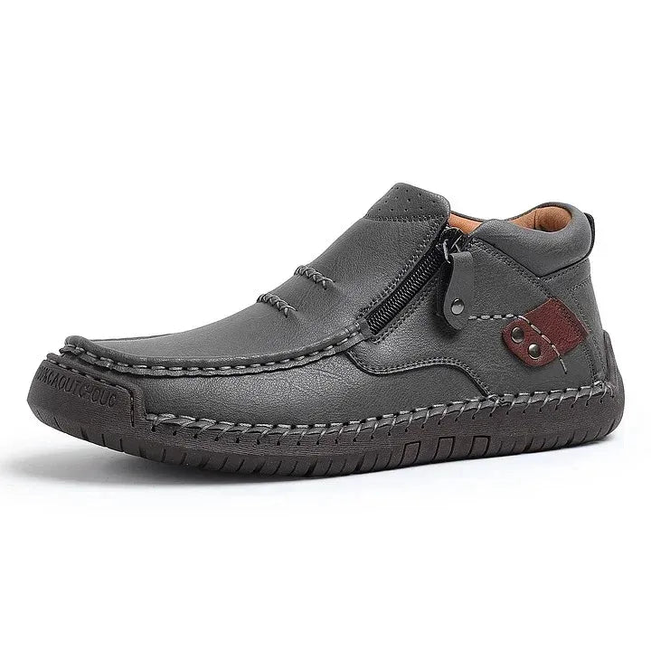 Limited Time Sale 50% OFF-Men’s Handmade Premium Leather Slip-On Driving Boots – Wide Toe, Arch Support