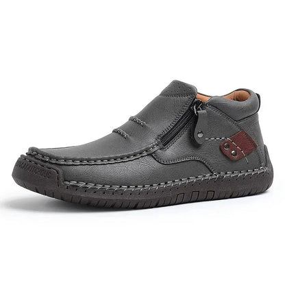 Limited Time Sale 50% OFF-Men’s Handmade Premium Leather Slip-On Driving Boots – Wide Toe, Arch Support