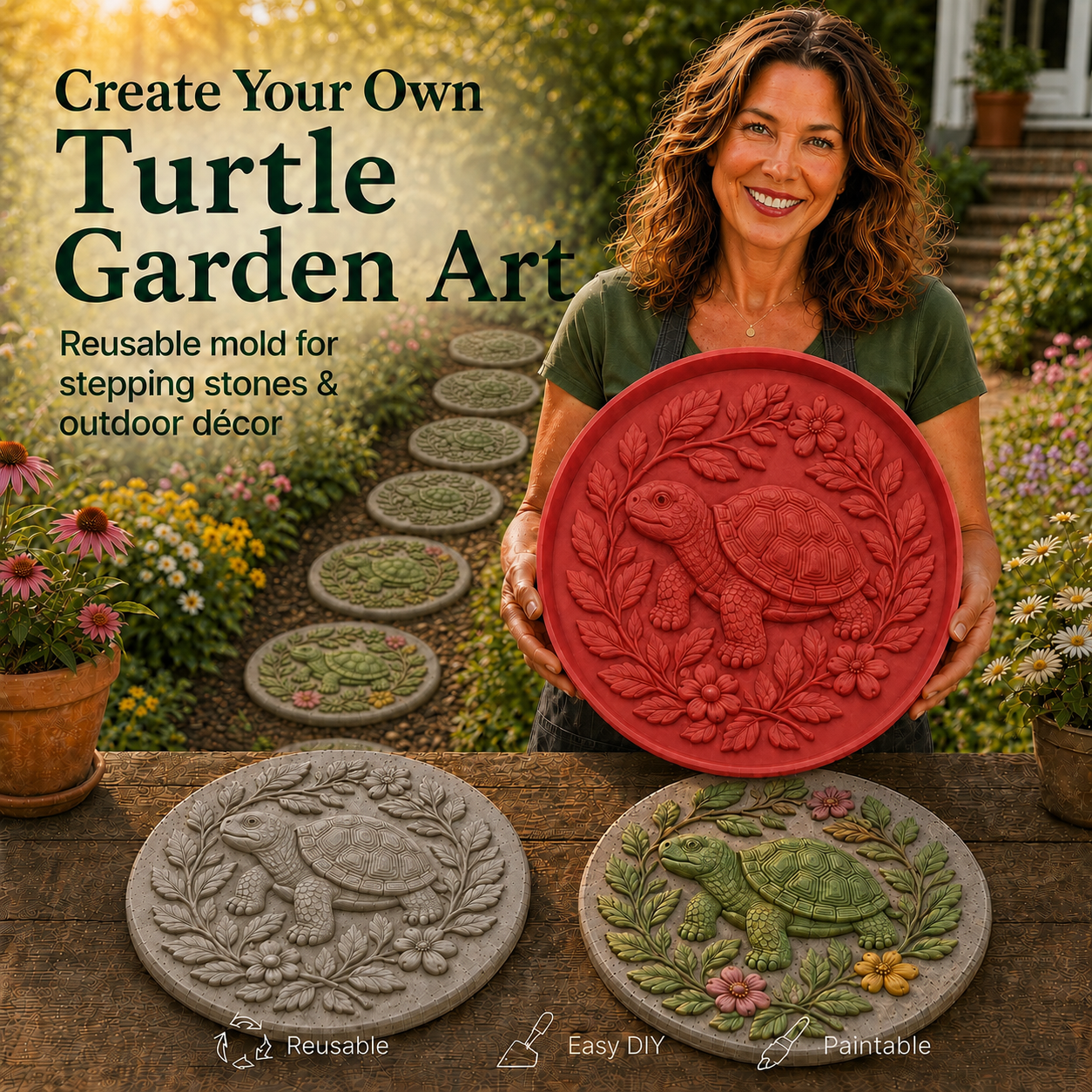 🐦🌸 Hummingbird Garden Art Stepping Stone Mold