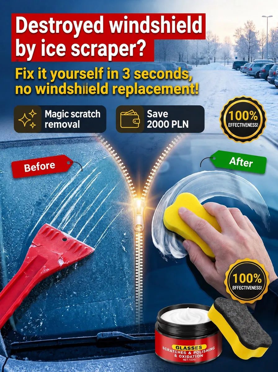 Car Glass Scratch Remover Polish, 3 Seconds and Scratches are Gone! 100% Anti-Glare Night Solution!