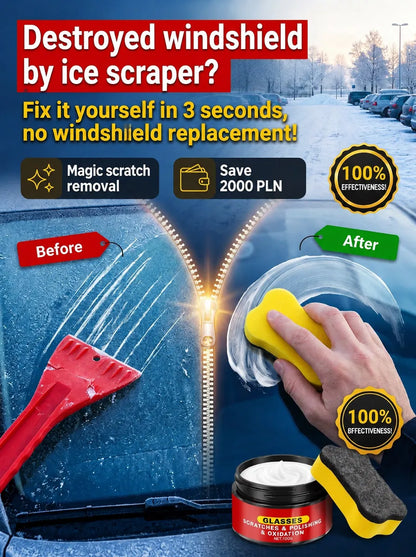 Car Glass Scratch Remover Polish, 3 Seconds and Scratches are Gone! 100% Anti-Glare Night Solution!