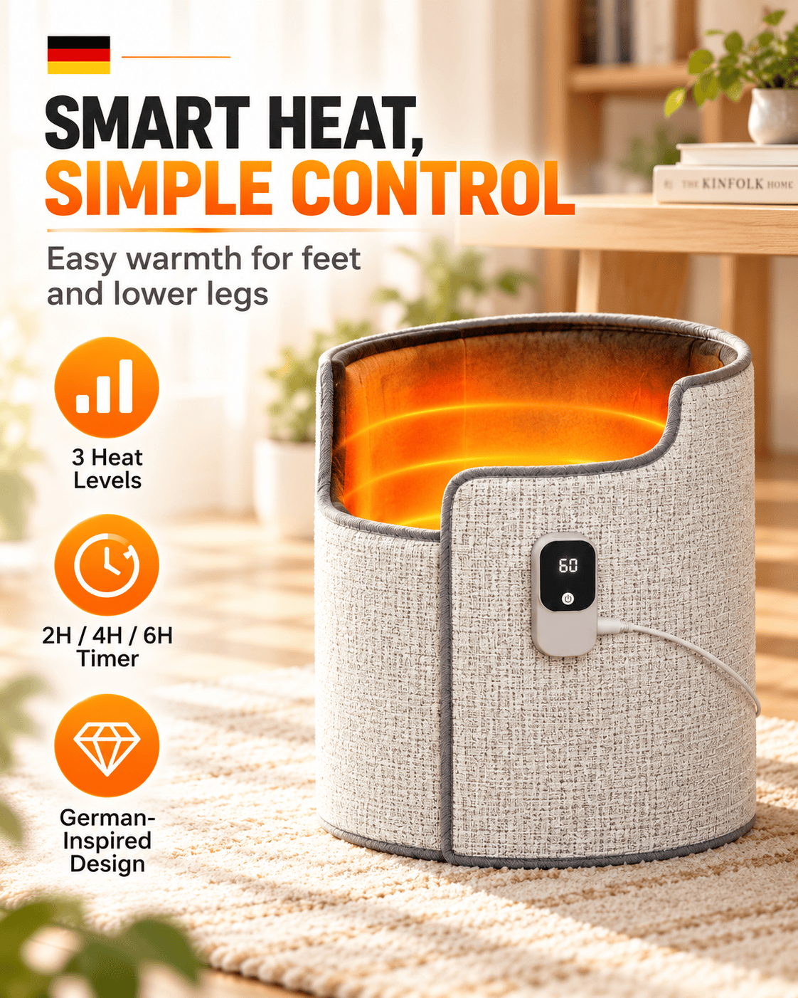 Electric Foot Warmer for Seniors – 360° Surround Heating, Adjustable Temperature, Cozy Leg & Foot Heating