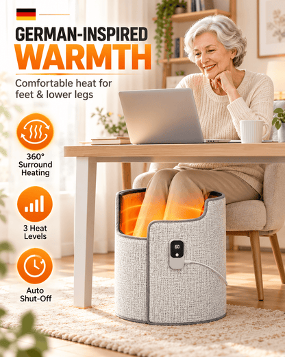 Electric Foot Warmer for Seniors – 360° Surround Heating, Adjustable Temperature, Cozy Leg & Foot Heating