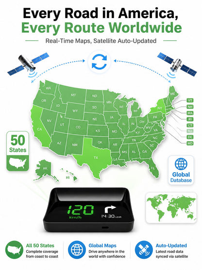【Smart In-Car HUD Co-Pilot】Works on Sedans, SUVs, Pickups, RVs, and More!30-Day Risk-Free Trial