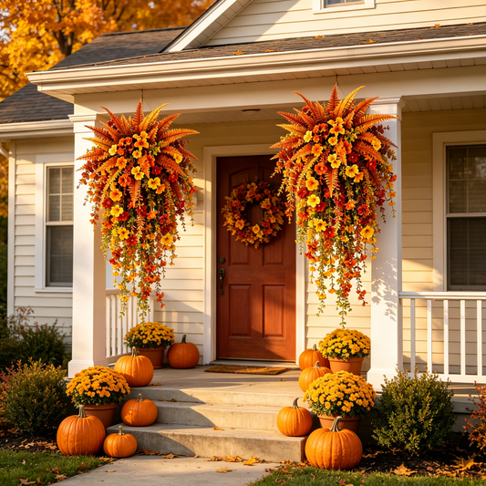 🍂 Artificial Fern for Autumn Outdoor Decor– Autumn Porch & Door Decoration