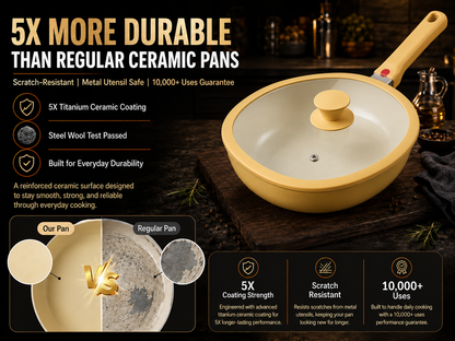 Lightweight Household Ceramic Non-Stick Pan🔥 Non-stick even with little to no oil—perfect for frying eggs and fish!