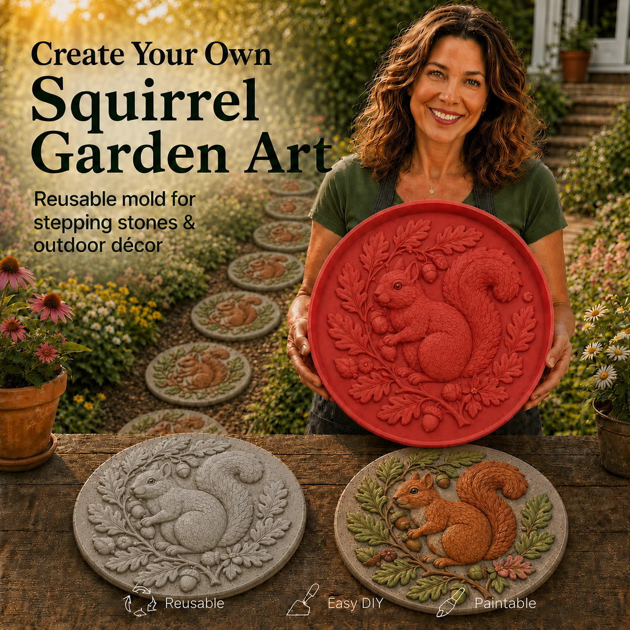 🐦🌸 Hummingbird Garden Art Stepping Stone Mold