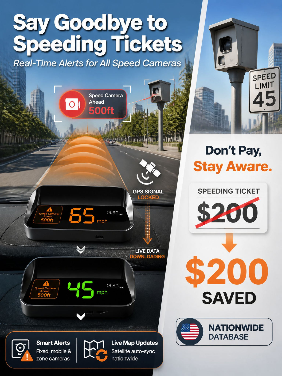 【Smart In-Car HUD Co-Pilot】Works on Sedans, SUVs, Pickups, RVs, and More!30-Day Risk-Free Trial
