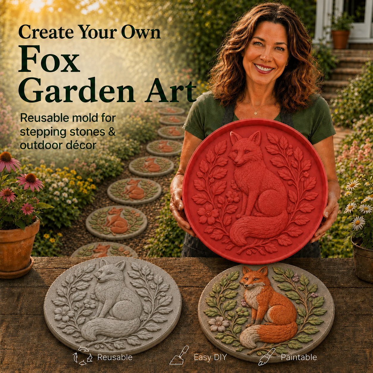 🐦🌸 Hummingbird Garden Art Stepping Stone Mold