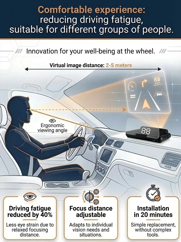 【Smart In-Car HUD Co-Pilot】Works on Sedans, SUVs, Pickups, RVs, and More!30-Day Risk-Free Trial