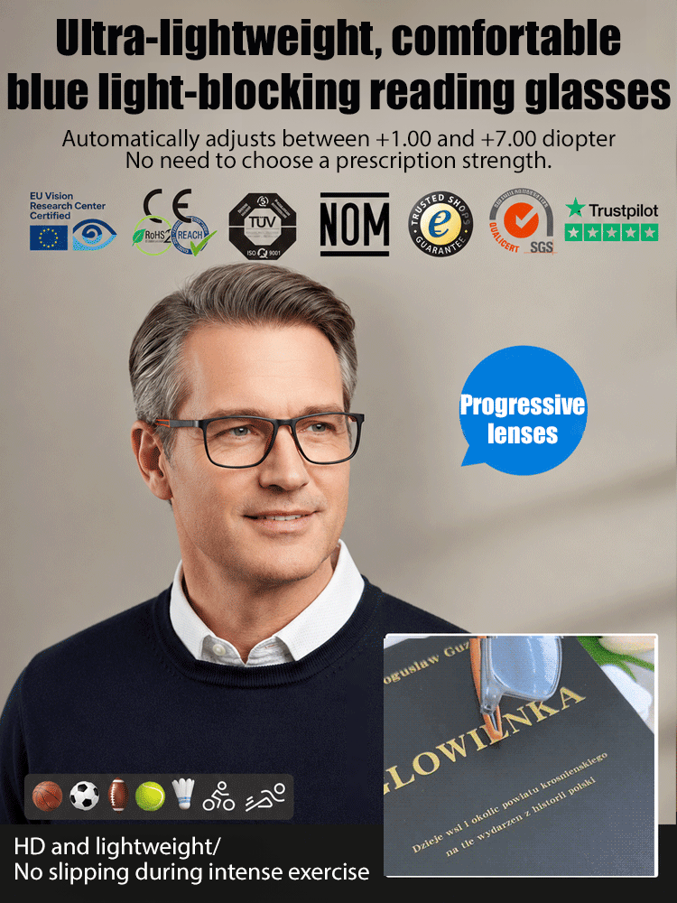No eye exam needed • Lifetime use • Auto-focus from -4.0° to +7.0° — Multifocal sports glasses