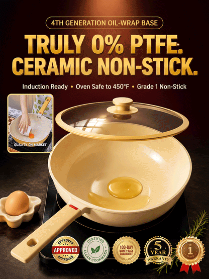 Lightweight Household Ceramic Non-Stick Pan🔥 Non-stick even with little to no oil—perfect for frying eggs and fish!