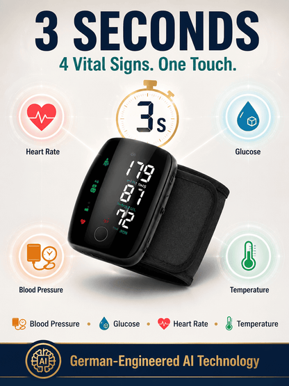 🩺 German-Inspired Precision Wrist Blood Pressure Monitor with Large Display & Voice Guidance｜Get Pulse Oximeter FREE