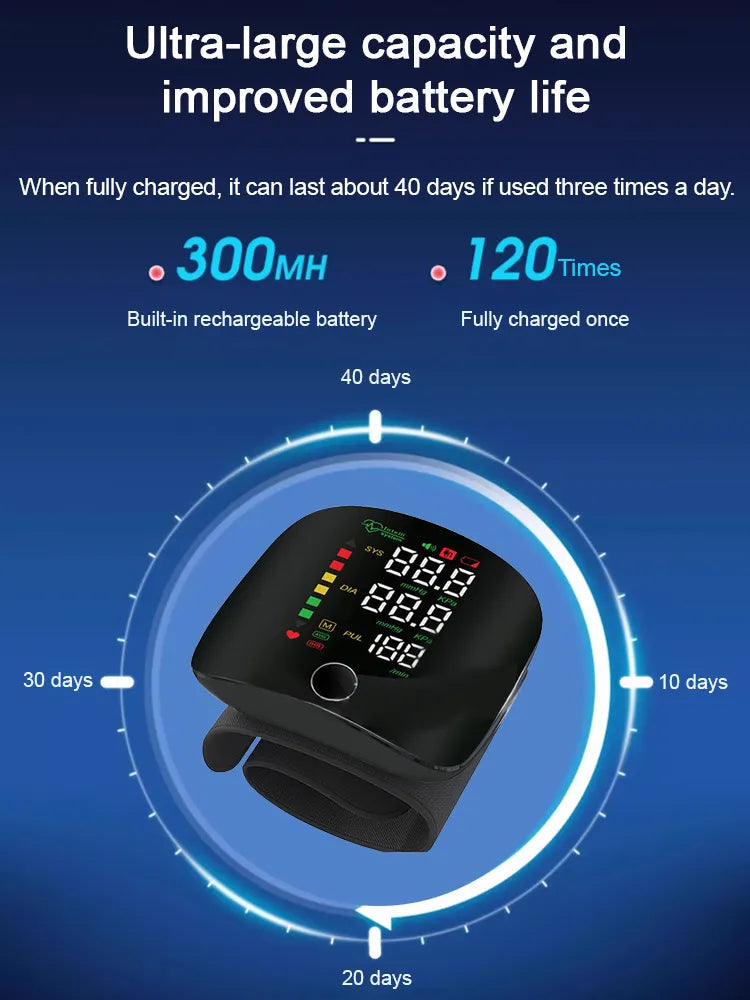🩺 German-Inspired Precision Wrist Blood Pressure Monitor with Large Display & Voice Guidance｜Get Pulse Oximeter FREE