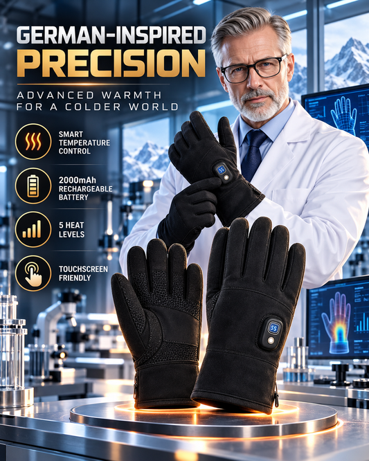 American Technology, German-Inspired Design|Rechargeable Smart Heated Gloves|Warm Winter Gloves for Office, Gaming & Outdoor
