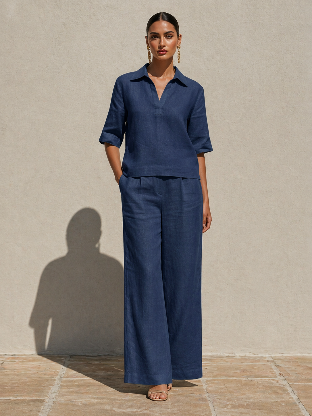 New Arrivals🔥Women's Solid Cotton Linen Two-Piece Set