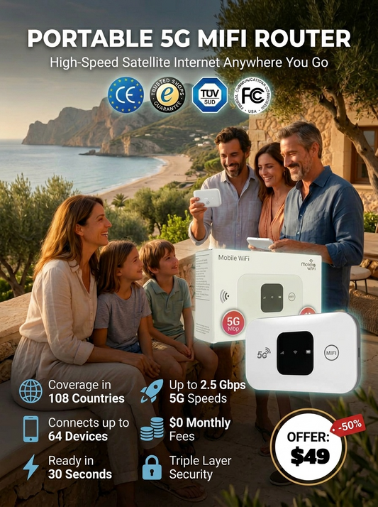 【No SIM, No Contract, No Hidden Costs 】Free Internet in Your Pocket 5G Router【Zero dead zones, full signal strength!One-time purchase, lifetime free high-speed WiFi!】