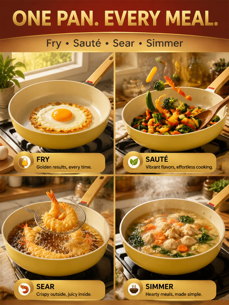 Lightweight Household Ceramic Non-Stick Pan🔥 Non-stick even with little to no oil—perfect for frying eggs and fish!