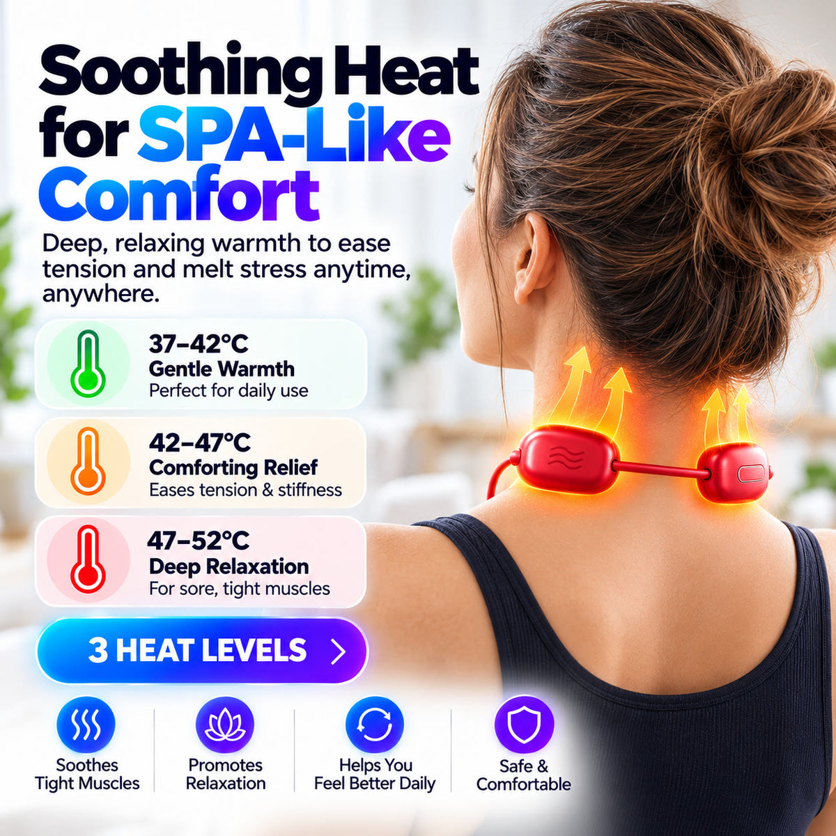 Intelligent 3-Level Neck Heating Device – Advanced Thermal Technology, Precision Temperature Control & Hands-Free Comfort