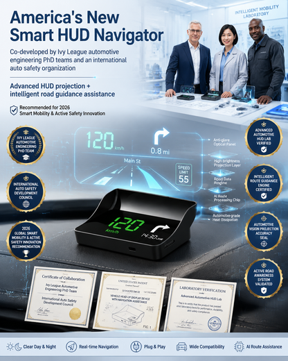 【Smart In-Car HUD Co-Pilot】Works on Sedans, SUVs, Pickups, RVs, and More!30-Day Risk-Free Trial