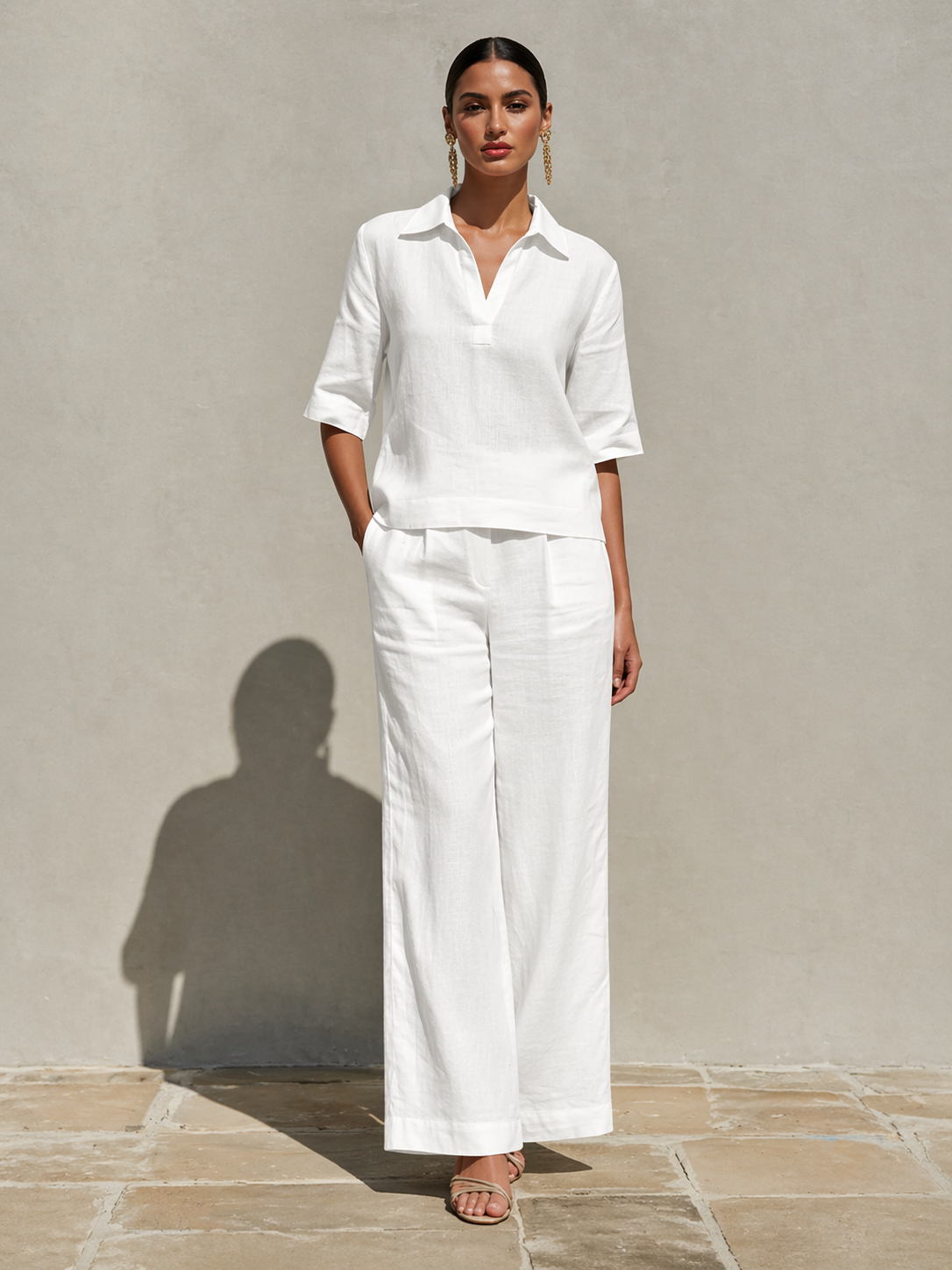 New Arrivals🔥Women's Solid Cotton Linen Two-Piece Set