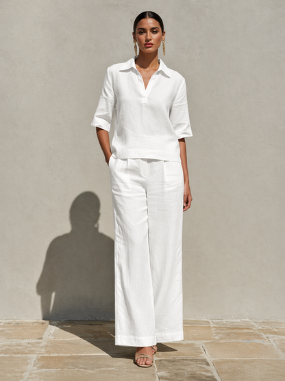 New Arrivals🔥Women's Solid Cotton Linen Two-Piece Set