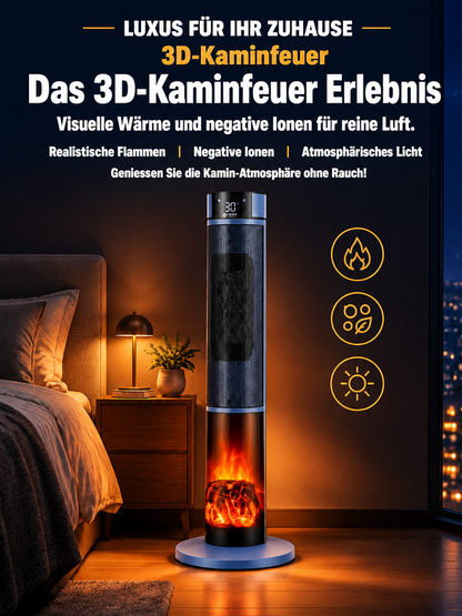[Nur 1 kWh pro Woche] Premium 3D-Kamin Heizlüfter | 3 Sek. Schnellheizung | A+++ KI-Energiesparmodus | 3D-Kaminfeuer | TÜV geprüft 🔥🛡️