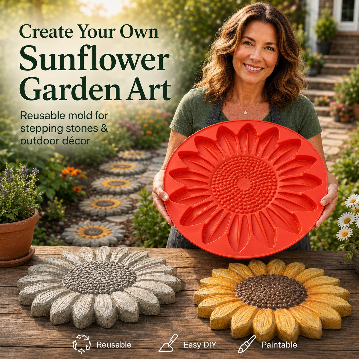 Reusable Sunflower Stepping Stone Mold