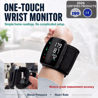 🩺 German-Inspired Precision Wrist Blood Pressure Monitor with Large Display & Voice Guidance｜Get Pulse Oximeter FREE